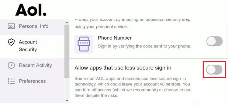 allow app that use less secure singin