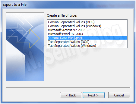 split PST using Outlook's Export feature