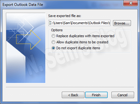 split PST using Outlook's Export feature