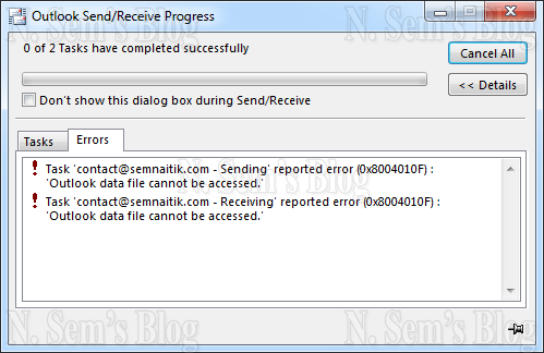 how to fix Outlook error 0x8004010f