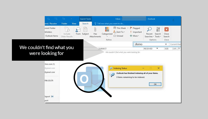 fix Outlook Search Problem Featured Image