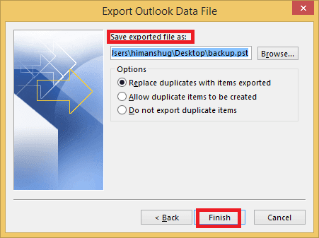 press the Finish option