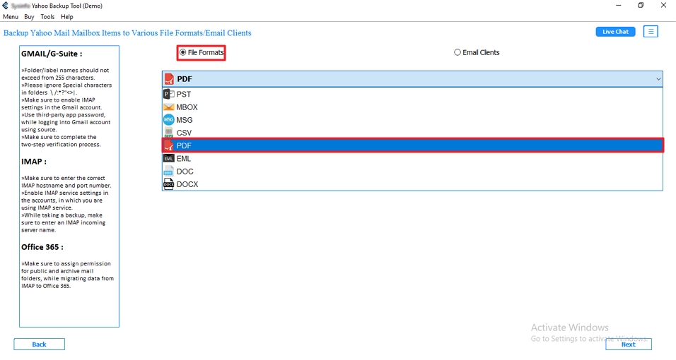 Yahoo Backup Tool Step 5
