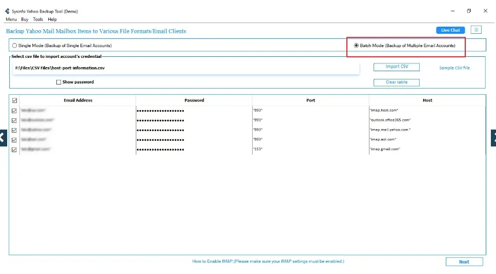 select Batch Mode