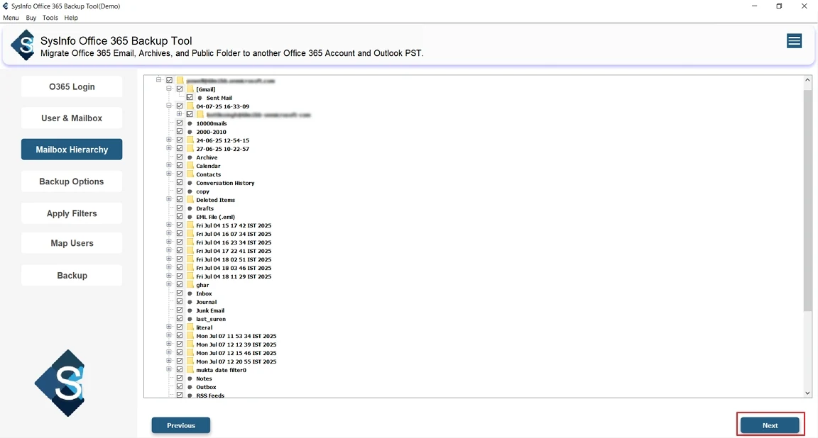 choose folders to export