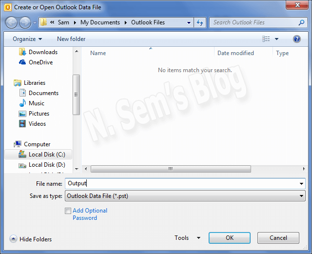 how to create a new pst file