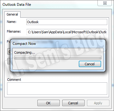 PST compact in Outlook 2010