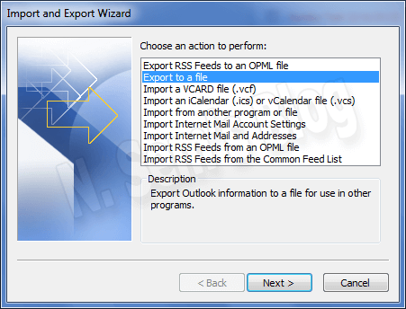 split PST using Outlook's Export feature