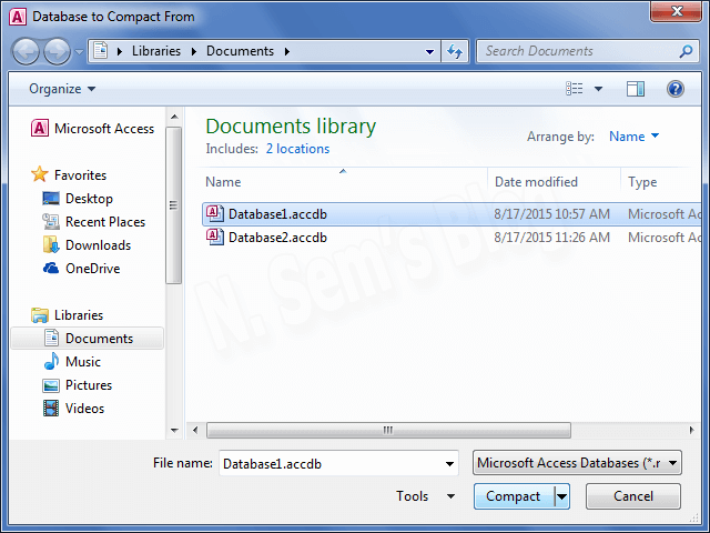 how to compact and repair Access database?