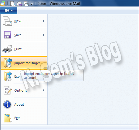 import messages to Windows Live Mail