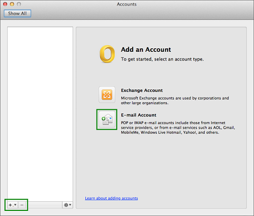 configure email account in Outlook for Mac