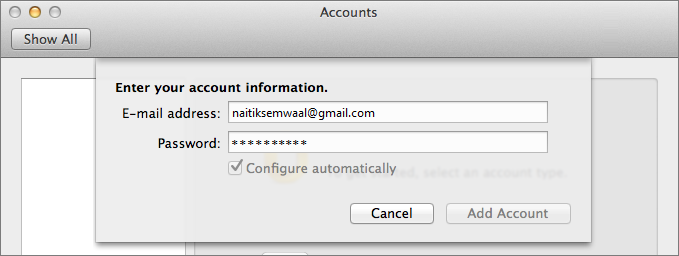 configure email account in Outlook for Mac