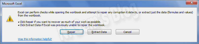 Open and Repair in Excel