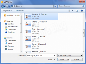 Как загрузить контакты в outlook 2010 из vcf