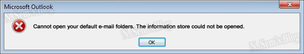 Cannot open your default e-mail folders