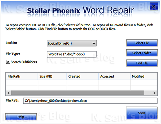 Word Repair tool from Stellar