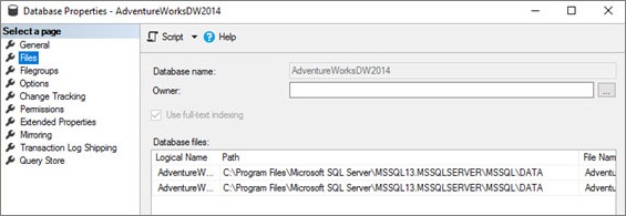 SQL Server database properties