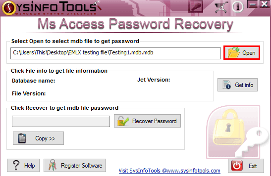 select file to recover password