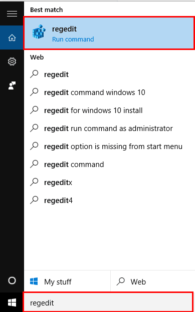 search regedit