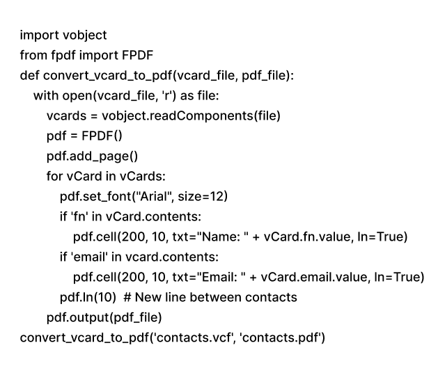 vCard to CSV Converter